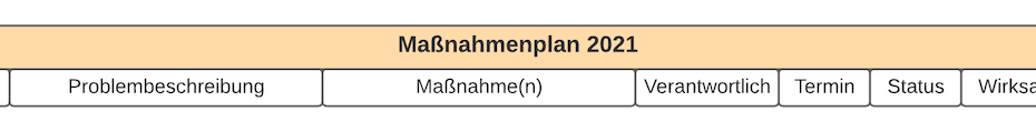 Vorlage Maßnahmenplan Mindestkriterien ISO 9001
